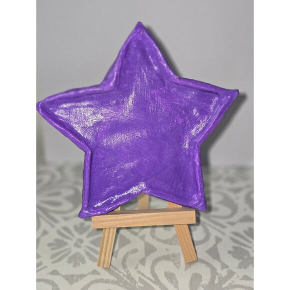 💜 Handmade Purple Star Clay Trinket Dish 💜 - Picture 3 of 9